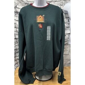 Top Stitch Morning Sun Sweatshirt Birdhouse Birds Design Green Women's Large New